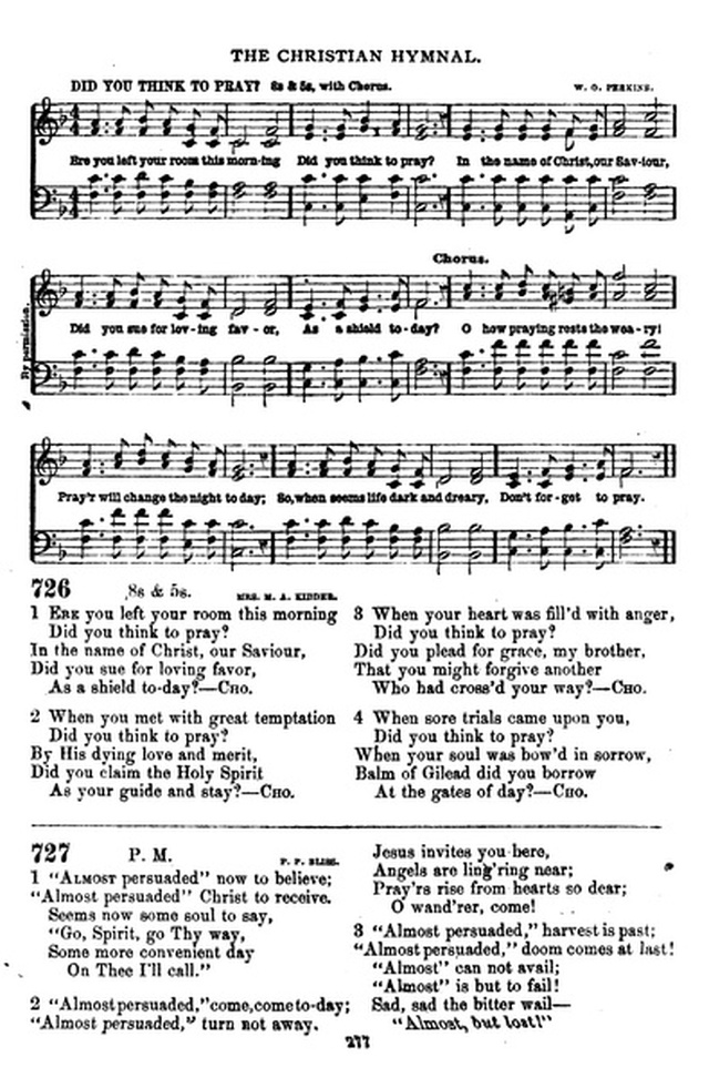 The Christian hymnal: a collection of hymns and tunes for congregational and social worship; in two parts (Rev.) page 277