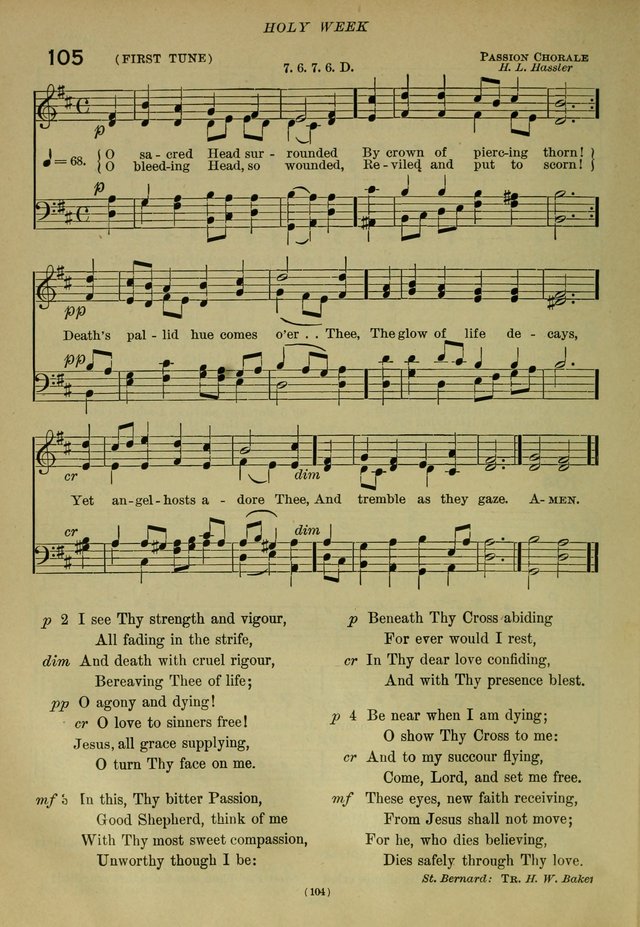 The Church Hymnal: containing hymns approved and set forth by the general conventions of 1892 and 1916; together with hymns for the use of guilds and brotherhoods, and for special occasions (Rev. ed) page 105