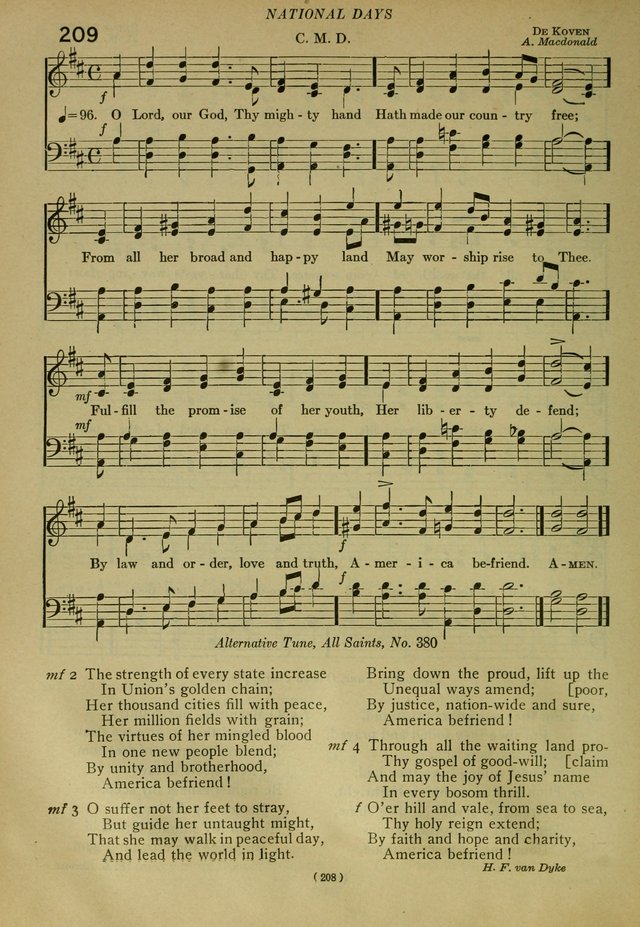 The Church Hymnal: containing hymns approved and set forth by the general conventions of 1892 and 1916; together with hymns for the use of guilds and brotherhoods, and for special occasions (Rev. ed) page 209