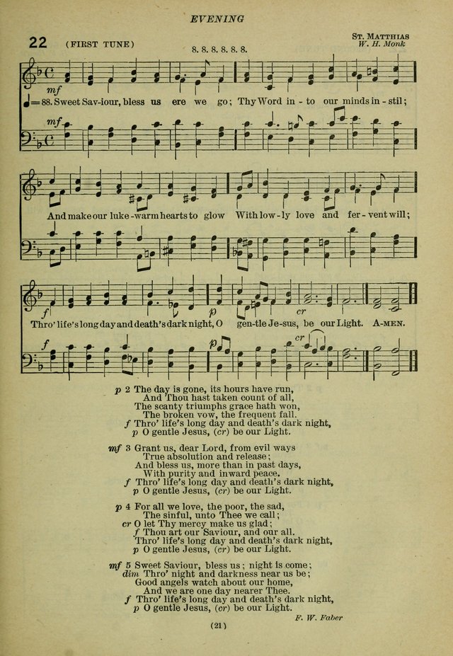 The Church Hymnal: containing hymns approved and set forth by the general conventions of 1892 and 1916; together with hymns for the use of guilds and brotherhoods, and for special occasions (Rev. ed) page 22