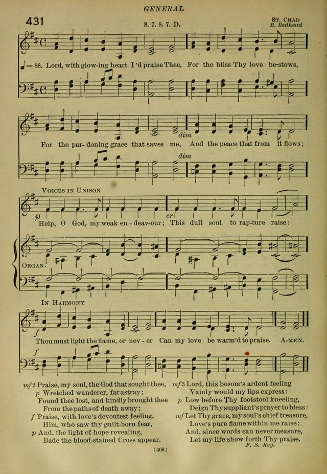 The Church Hymnal: containing hymns approved and set forth by the general conventions of 1892 and 1916; together with hymns for the use of guilds and brotherhoods, and for special occasions (Rev. ed) page 409