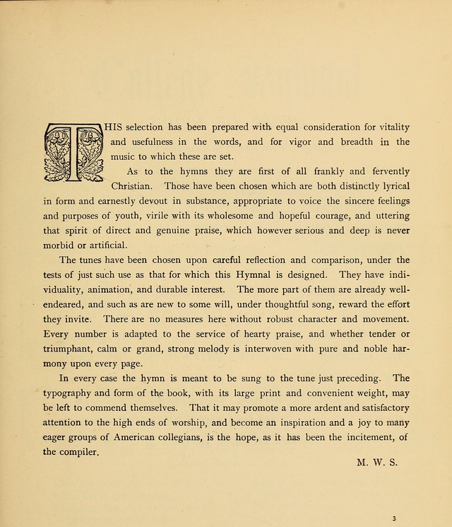 College Hymnal: a selection of Christian praise-songs for the uses of worship in universities, colleges and advanced schools. page 10