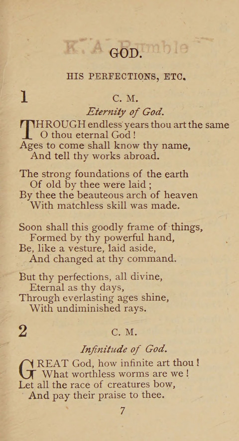 A Collection of Hymns and Sacred Songs: suited to both private and public devotions, and especially adapted to the wants and uses of the brethren of the Old German Baptist Church page 1