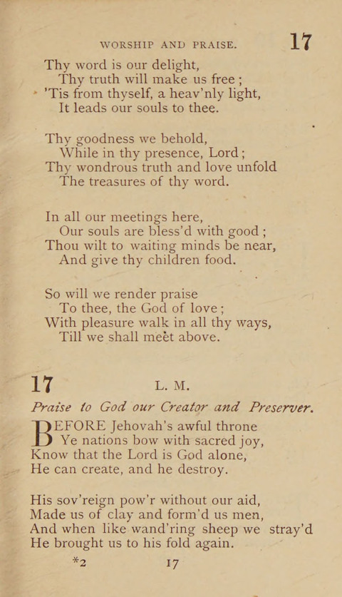 A Collection of Hymns and Sacred Songs: suited to both private and public devotions, and especially adapted to the wants and uses of the brethren of the Old German Baptist Church page 11