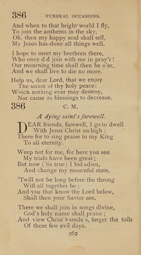 A Collection of Hymns and Sacred Songs: suited to both private and public devotions, and especially adapted to the wants and uses of the brethren of the Old German Baptist Church page 256