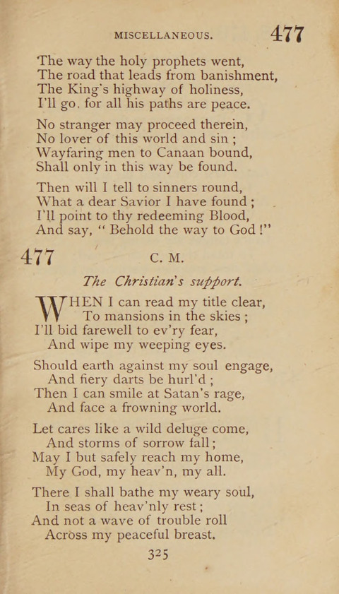 A Collection of Hymns and Sacred Songs: suited to both private and public devotions, and especially adapted to the wants and uses of the brethren of the Old German Baptist Church page 319