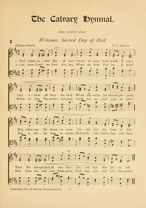 The Calvary Hymnal: for Sunday School, Prayer Meeting and Church Service page 1