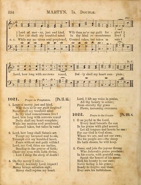 Congregational Hymn and Tune Book; containing the Psalms and Hymns of the General Association of Connecticut, adapted to Suitable Tunes page 334