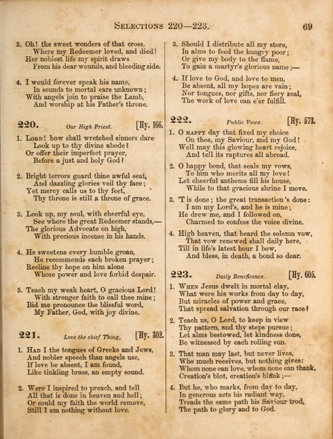 Congregational Hymn and Tune Book; containing the Psalms and Hymns of the General Association of Connecticut, adapted to Suitable Tunes page 69