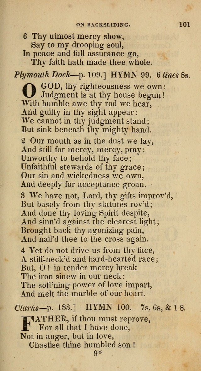 A Collection of Hymns for the Use of the Methodist Episcopal Church: principally from the collection of  Rev. John Wesley, M. A., late fellow of Lincoln College, Oxford; with... (Rev. & corr.) page 101