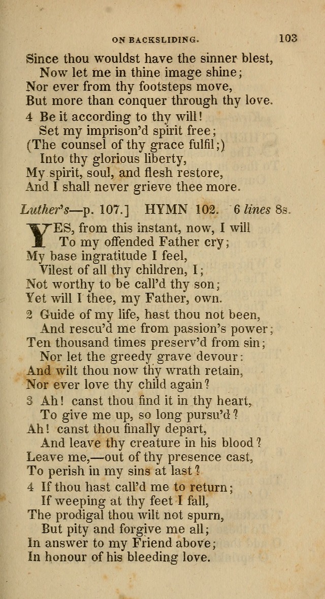 A Collection of Hymns for the Use of the Methodist Episcopal Church: principally from the collection of  Rev. John Wesley, M. A., late fellow of Lincoln College, Oxford; with... (Rev. & corr.) page 103