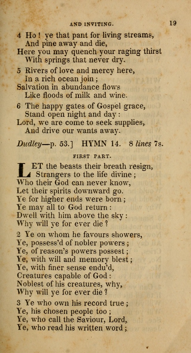 A Collection of Hymns for the Use of the Methodist Episcopal Church: principally from the collection of  Rev. John Wesley, M. A., late fellow of Lincoln College, Oxford; with... (Rev. & corr.) page 19