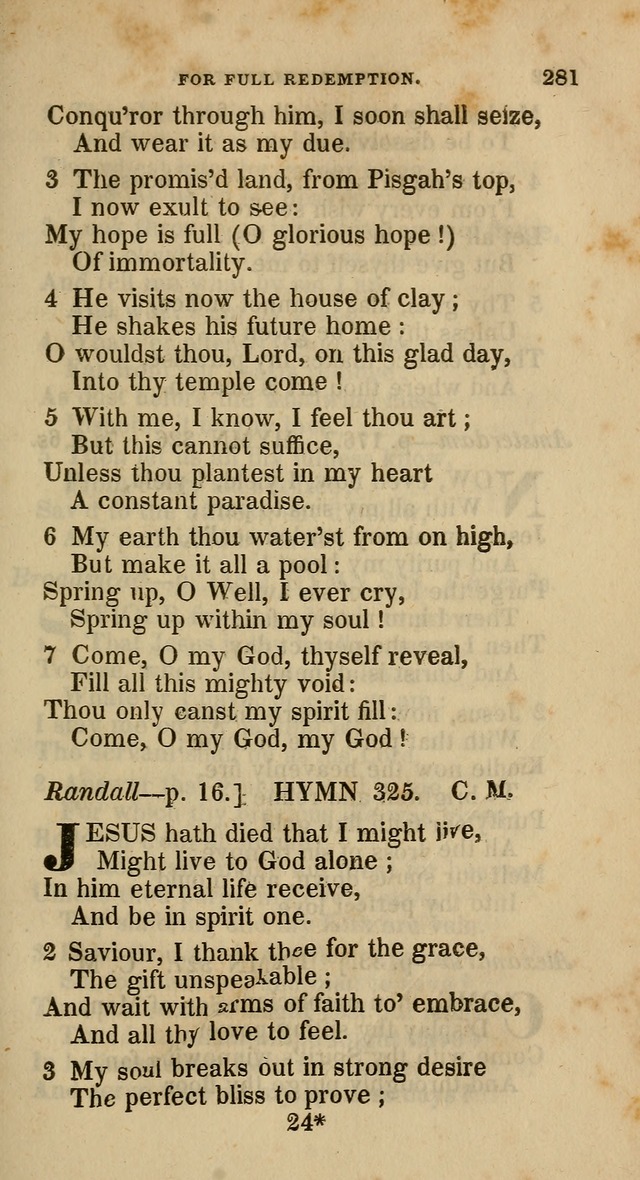 A Collection of Hymns for the Use of the Methodist Episcopal Church: principally from the collection of  Rev. John Wesley, M. A., late fellow of Lincoln College, Oxford; with... (Rev. & corr.) page 281