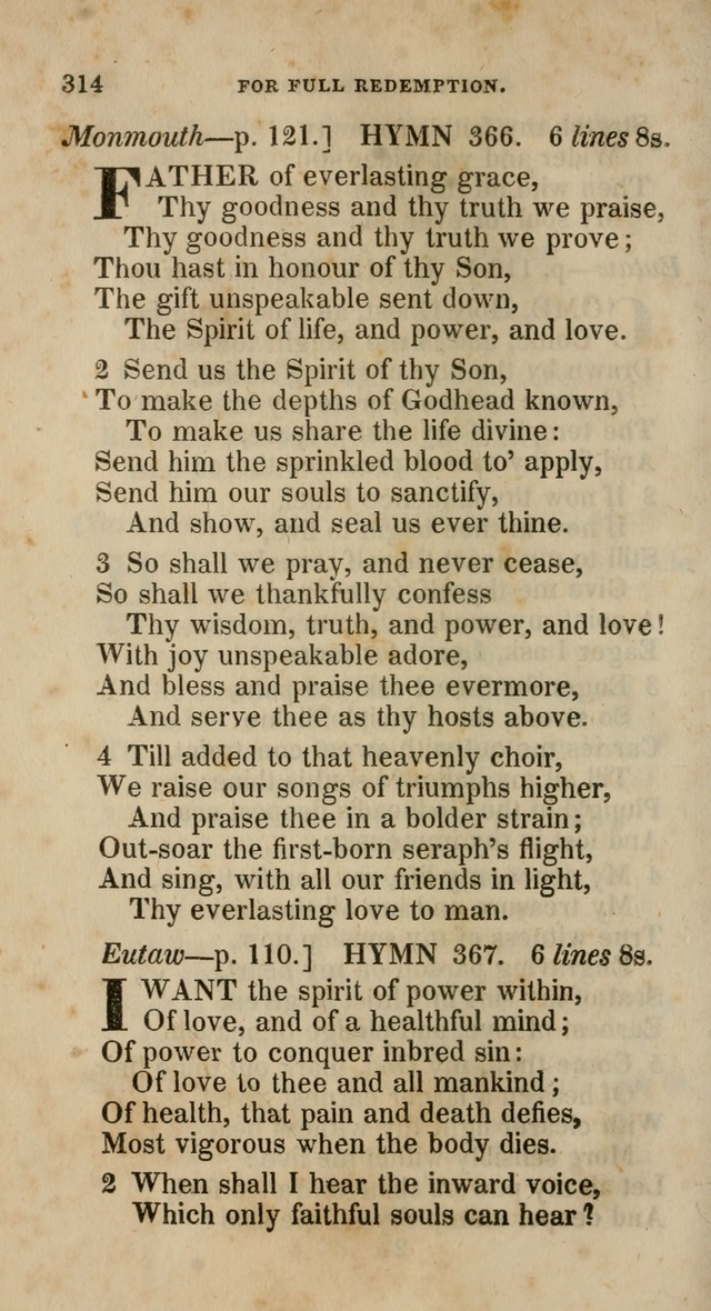 A Collection of Hymns for the Use of the Methodist Episcopal Church: principally from the collection of  Rev. John Wesley, M. A., late fellow of Lincoln College, Oxford; with... (Rev. & corr.) page 314