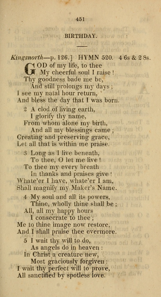 A Collection of Hymns for the Use of the Methodist Episcopal Church: principally from the collection of  Rev. John Wesley, M. A., late fellow of Lincoln College, Oxford; with... (Rev. & corr.) page 451