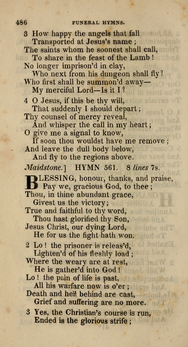 A Collection of Hymns for the Use of the Methodist Episcopal Church: principally from the collection of  Rev. John Wesley, M. A., late fellow of Lincoln College, Oxford; with... (Rev. & corr.) page 486