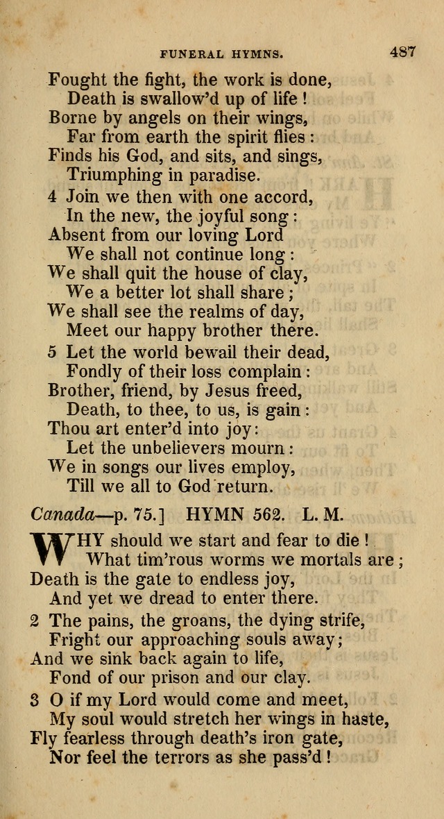 A Collection of Hymns for the Use of the Methodist Episcopal Church: principally from the collection of  Rev. John Wesley, M. A., late fellow of Lincoln College, Oxford; with... (Rev. & corr.) page 487