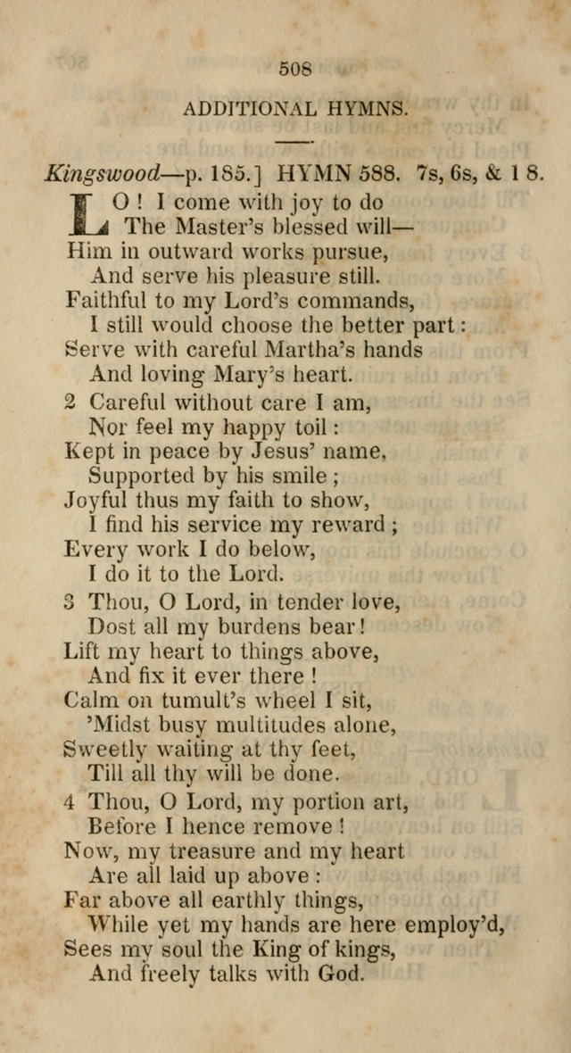 A Collection of Hymns for the Use of the Methodist Episcopal Church: principally from the collection of  Rev. John Wesley, M. A., late fellow of Lincoln College, Oxford; with... (Rev. & corr.) page 508