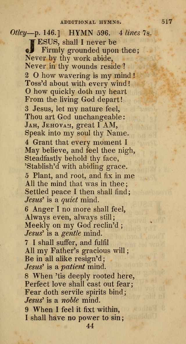 A Collection of Hymns for the Use of the Methodist Episcopal Church: principally from the collection of  Rev. John Wesley, M. A., late fellow of Lincoln College, Oxford; with... (Rev. & corr.) page 517