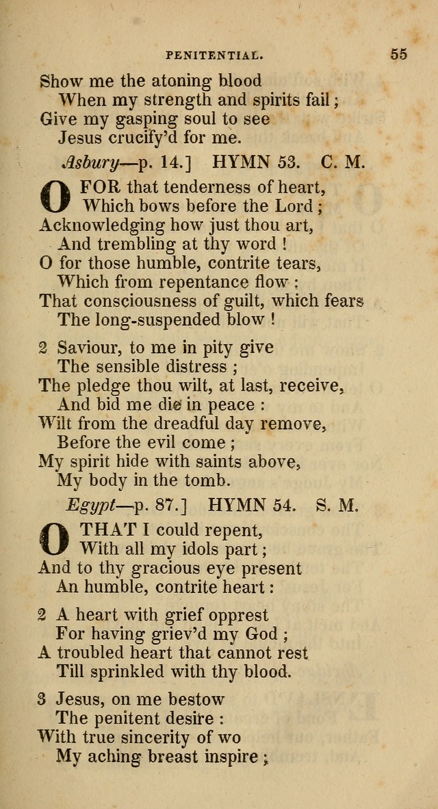 A Collection of Hymns for the Use of the Methodist Episcopal Church: principally from the collection of  Rev. John Wesley, M. A., late fellow of Lincoln College, Oxford; with... (Rev. & corr.) page 55