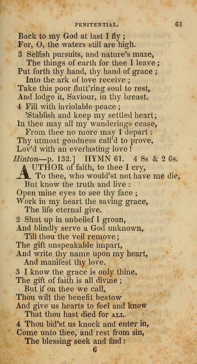 A Collection of Hymns for the Use of the Methodist Episcopal Church: principally from the collection of  Rev. John Wesley, M. A., late fellow of Lincoln College, Oxford; with... (Rev. & corr.) page 61