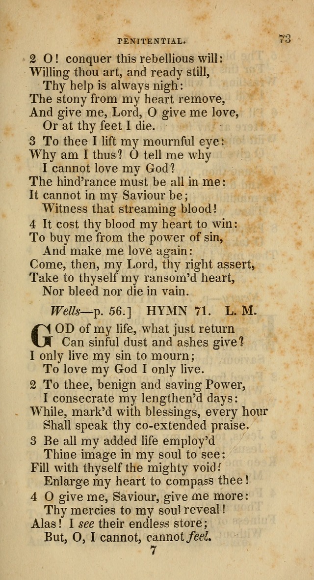 A Collection of Hymns for the Use of the Methodist Episcopal Church: principally from the collection of  Rev. John Wesley, M. A., late fellow of Lincoln College, Oxford; with... (Rev. & corr.) page 73