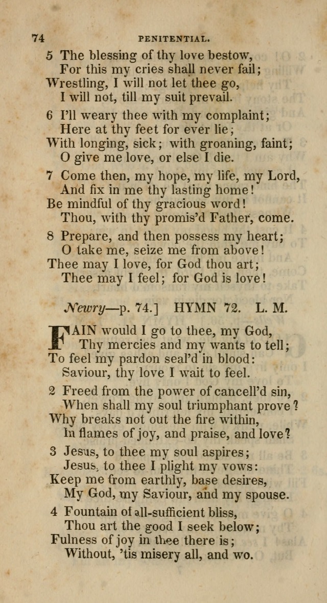 A Collection of Hymns for the Use of the Methodist Episcopal Church: principally from the collection of  Rev. John Wesley, M. A., late fellow of Lincoln College, Oxford; with... (Rev. & corr.) page 74