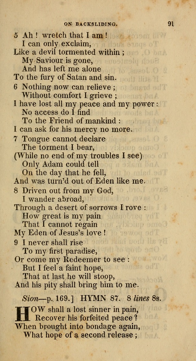 A Collection of Hymns for the Use of the Methodist Episcopal Church: principally from the collection of  Rev. John Wesley, M. A., late fellow of Lincoln College, Oxford; with... (Rev. & corr.) page 91