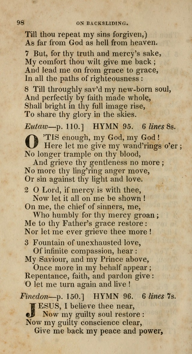 A Collection of Hymns for the Use of the Methodist Episcopal Church: principally from the collection of  Rev. John Wesley, M. A., late fellow of Lincoln College, Oxford; with... (Rev. & corr.) page 98