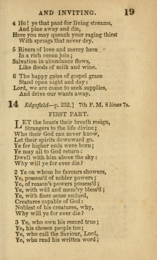 A Collection of Hymns: for the use of the Methodist Episcopal Church, principally from the collection of the Rev. John Wesley, A. M., late fellow of Lincoln College..(Rev. and corr. with a supplement) page 19