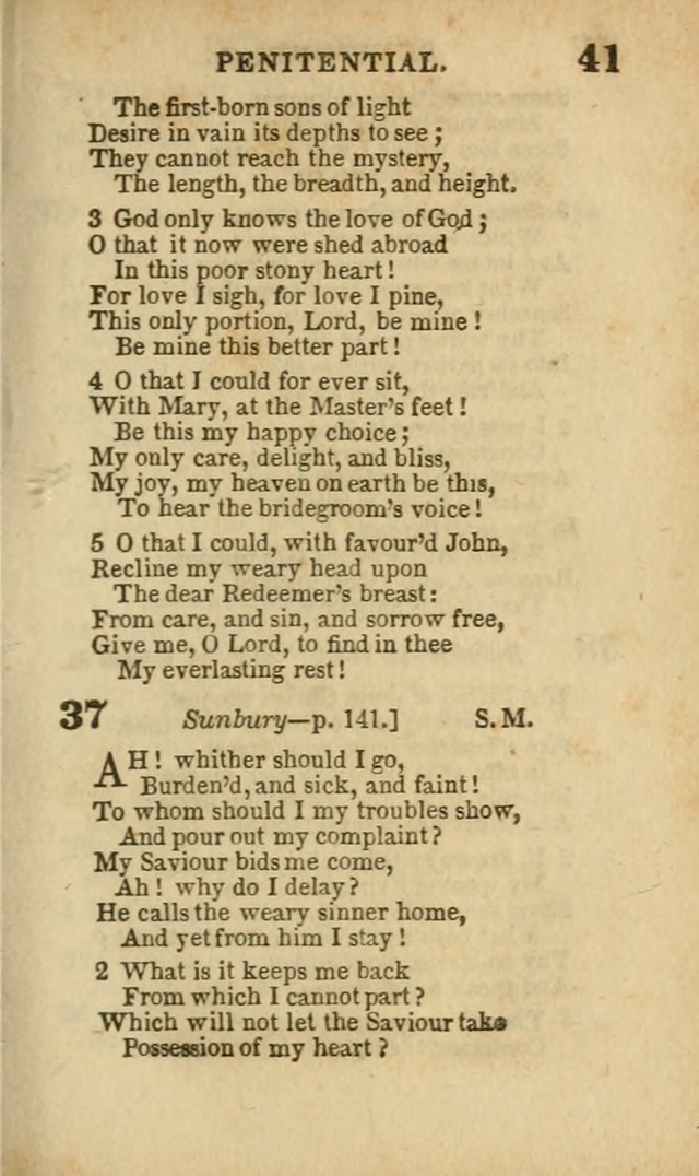 A Collection of Hymns: for the use of the Methodist Episcopal Church, principally from the collection of the Rev. John Wesley, A. M., late fellow of Lincoln College..(Rev. and corr. with a supplement) page 41