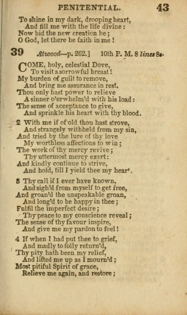 A Collection of Hymns: for the use of the Methodist Episcopal Church, principally from the collection of the Rev. John Wesley, A. M., late fellow of Lincoln College..(Rev. and corr. with a supplement) page 43