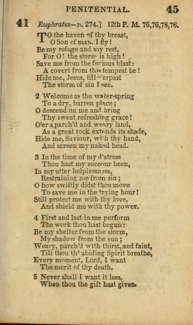 A Collection of Hymns: for the use of the Methodist Episcopal Church, principally from the collection of the Rev. John Wesley, A. M., late fellow of Lincoln College..(Rev. and corr. with a supplement) page 45