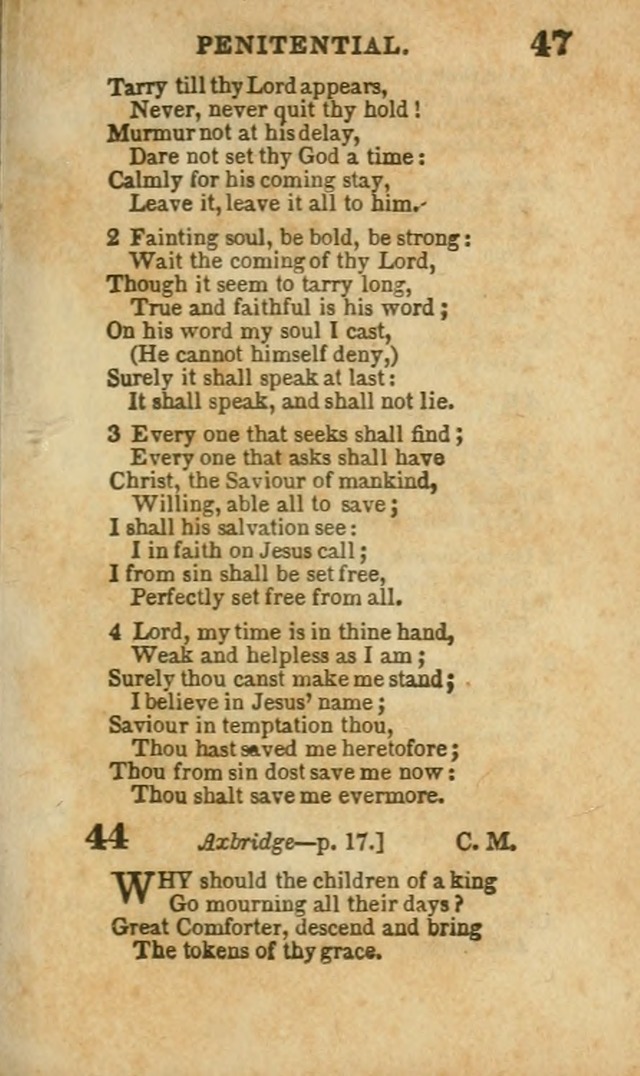 A Collection of Hymns: for the use of the Methodist Episcopal Church, principally from the collection of the Rev. John Wesley, A. M., late fellow of Lincoln College..(Rev. and corr. with a supplement) page 47