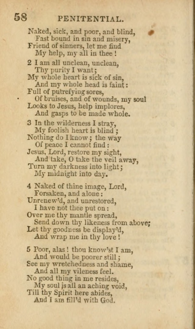 A Collection of Hymns: for the use of the Methodist Episcopal Church, principally from the collection of the Rev. John Wesley, A. M., late fellow of Lincoln College..(Rev. and corr. with a supplement) page 58