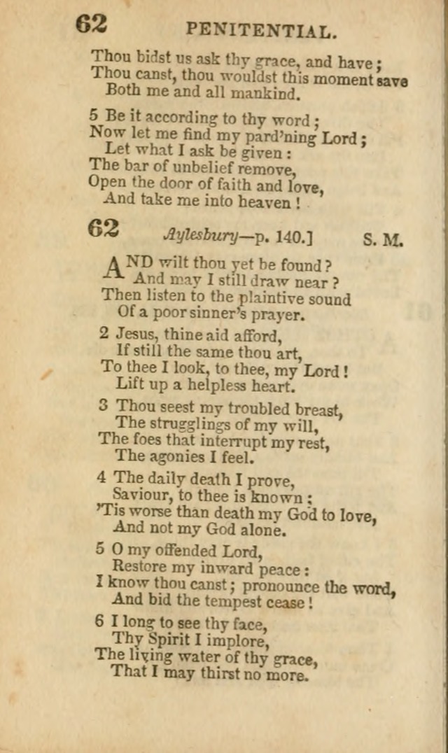 A Collection of Hymns: for the use of the Methodist Episcopal Church, principally from the collection of the Rev. John Wesley, A. M., late fellow of Lincoln College..(Rev. and corr. with a supplement) page 62