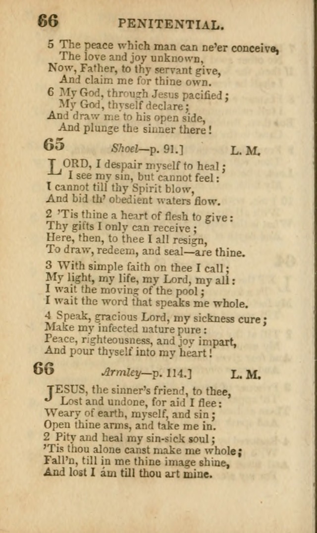 A Collection of Hymns: for the use of the Methodist Episcopal Church, principally from the collection of the Rev. John Wesley, A. M., late fellow of Lincoln College..(Rev. and corr. with a supplement) page 66