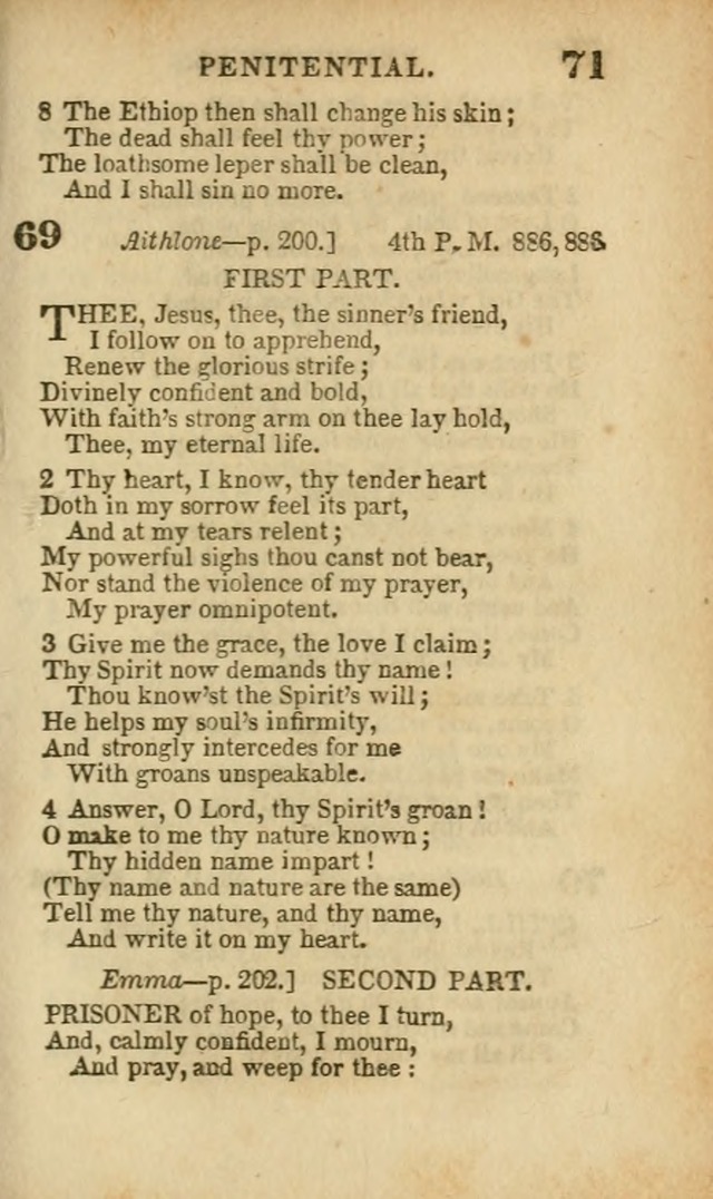 A Collection of Hymns: for the use of the Methodist Episcopal Church, principally from the collection of the Rev. John Wesley, A. M., late fellow of Lincoln College..(Rev. and corr. with a supplement) page 71