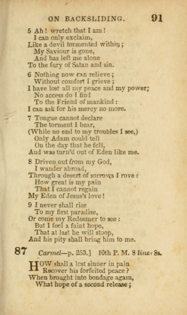 A Collection of Hymns: for the use of the Methodist Episcopal Church, principally from the collection of the Rev. John Wesley, A. M., late fellow of Lincoln College..(Rev. and corr. with a supplement) page 91