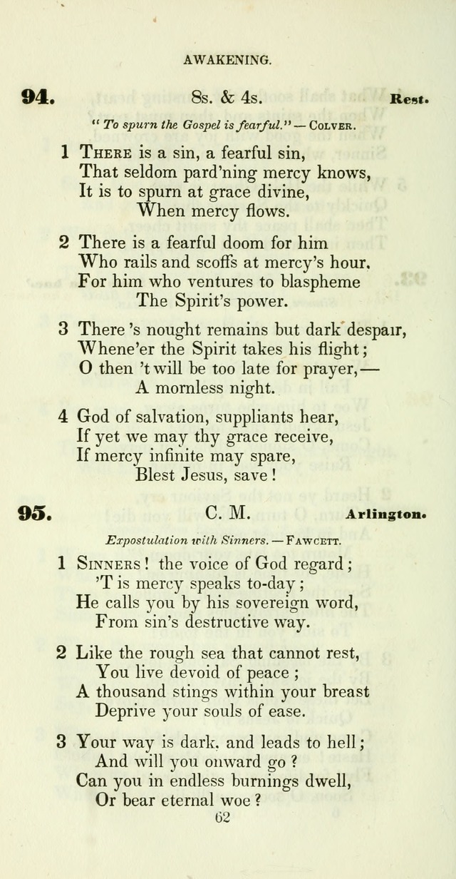 The Christian Melodist: a new collection of hymns for social religious worship page 62