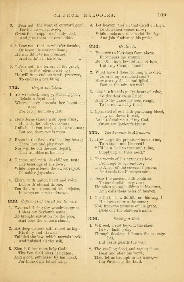 Church Melodies: collection of psalms and hymns, with appropriate music. For the use of congregations. page 109