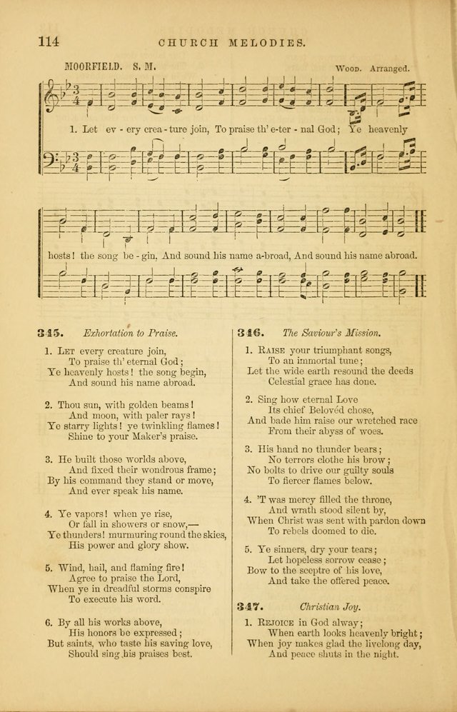 Church Melodies: collection of psalms and hymns, with appropriate music. For the use of congregations. page 114