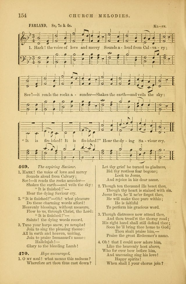 Church Melodies: collection of psalms and hymns, with appropriate music. For the use of congregations. page 154