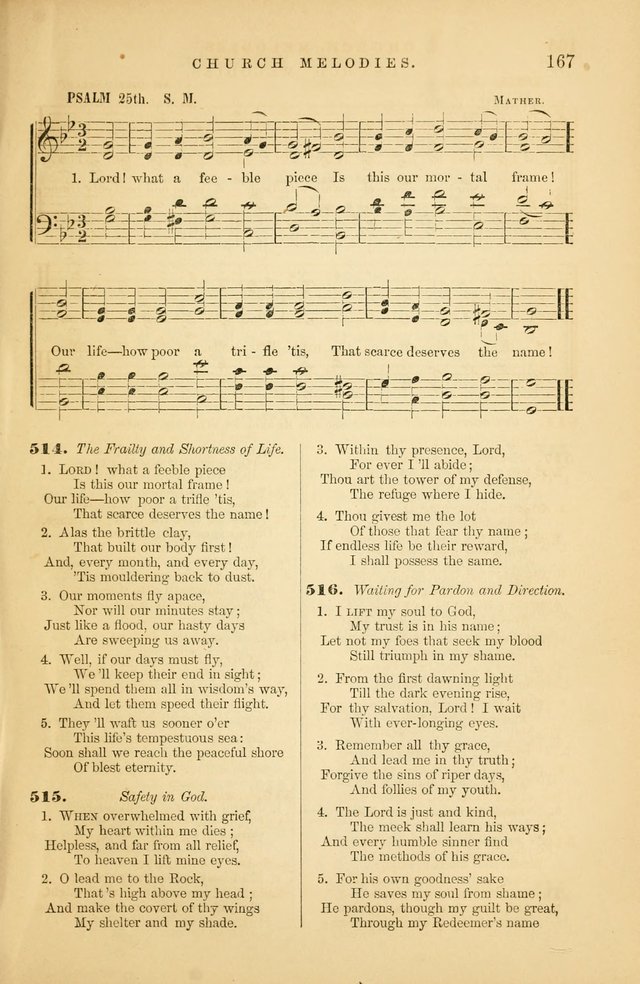 Church Melodies: collection of psalms and hymns, with appropriate music. For the use of congregations. page 167