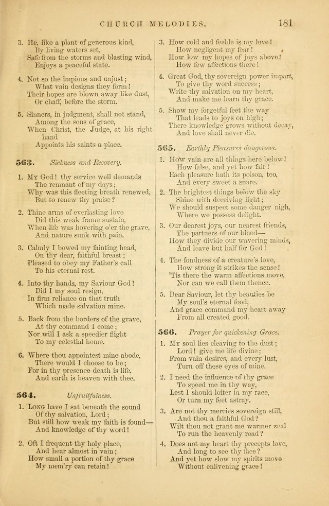 Church Melodies: collection of psalms and hymns, with appropriate music. For the use of congregations. page 181