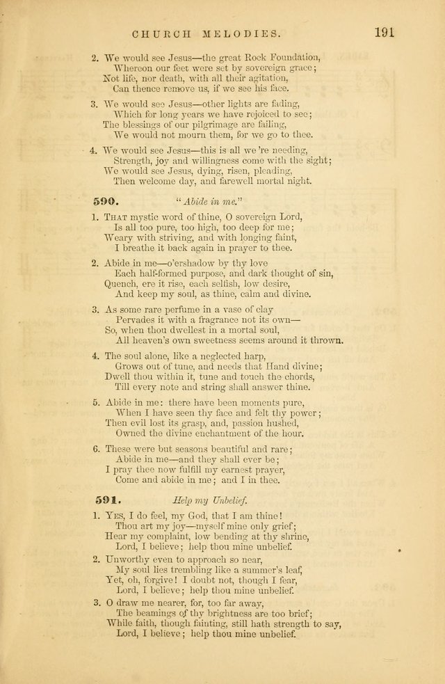 Church Melodies: collection of psalms and hymns, with appropriate music. For the use of congregations. page 191