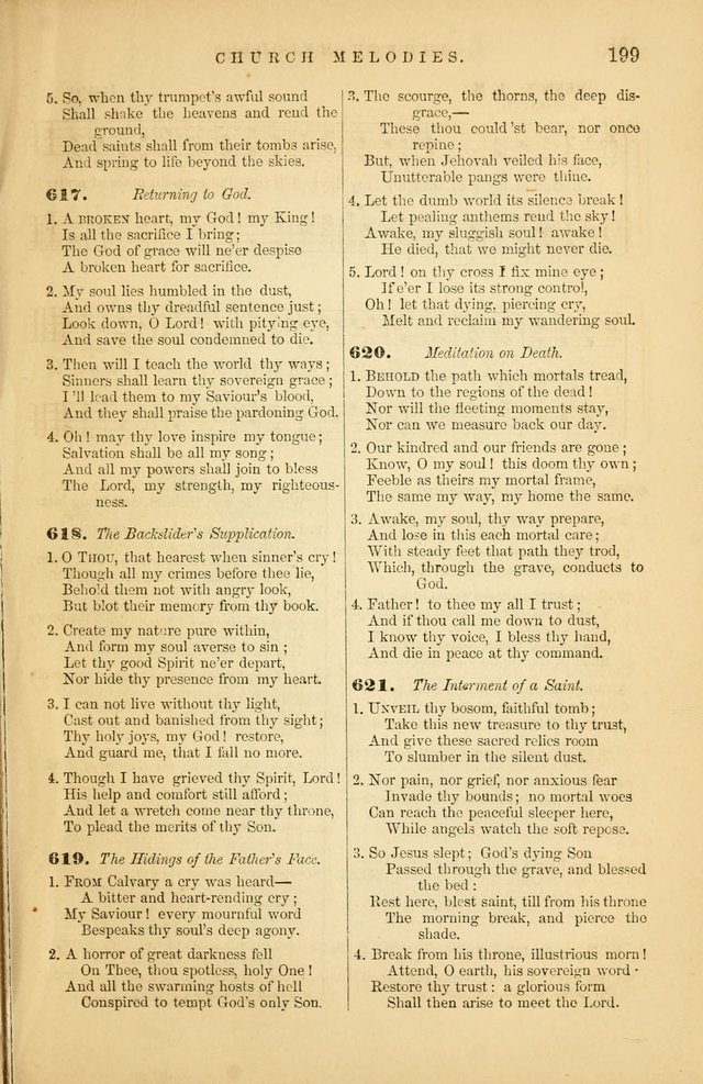 Church Melodies: collection of psalms and hymns, with appropriate music. For the use of congregations. page 199