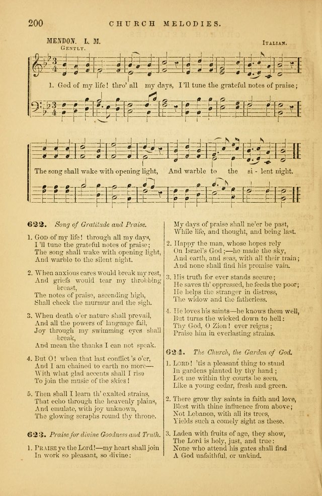 Church Melodies: collection of psalms and hymns, with appropriate music. For the use of congregations. page 200