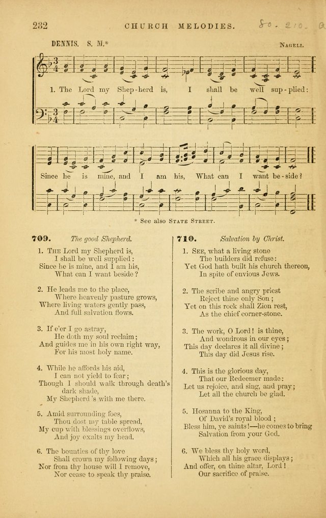 Church Melodies: collection of psalms and hymns, with appropriate music. For the use of congregations. page 232