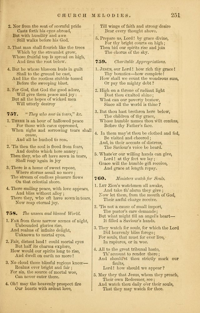 Church Melodies: collection of psalms and hymns, with appropriate music. For the use of congregations. page 251